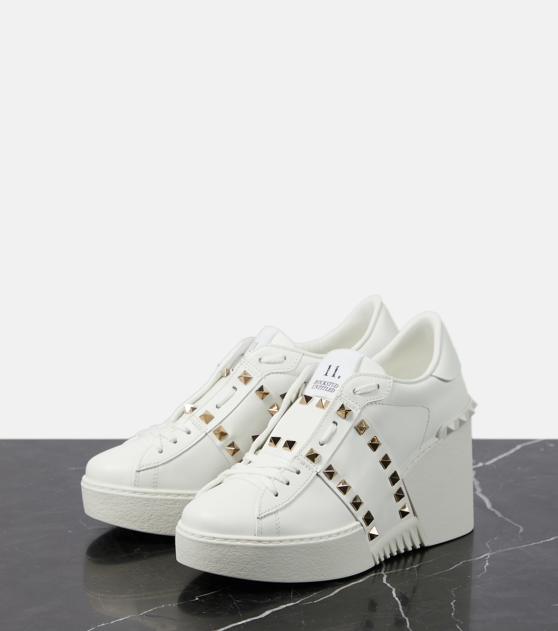 Open Disco leather wedge sneakers | Valentino Garavani