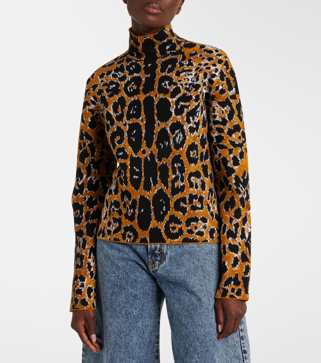 Leopard Wide Stripes Sweater Teal