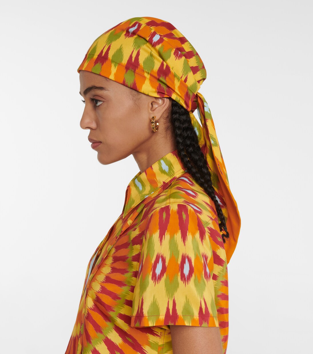 Printed silk and cotton headscarf | Valentino