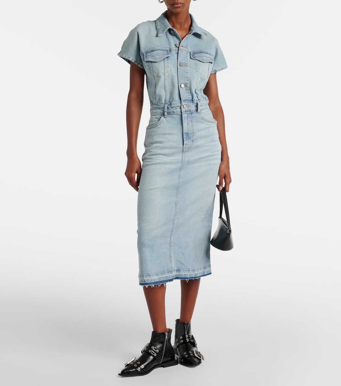 GWENNY BLUE DENIM MIDI DRESS