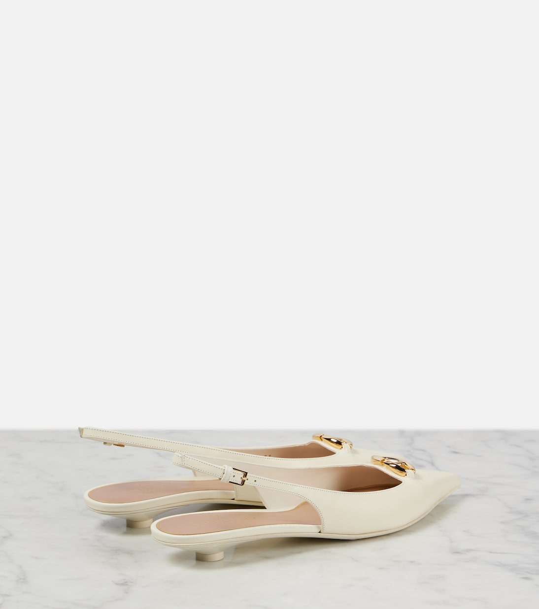 Slingback-Pumps VLogo Signature aus Leder in Weiß - Valentino 