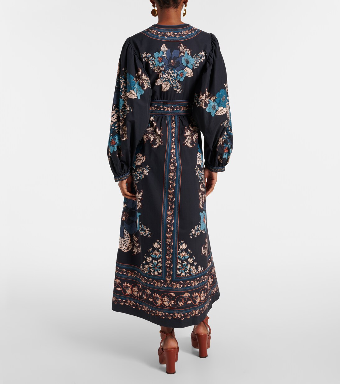 Farm Rio Midi Dress in Delicate Tapestry Green