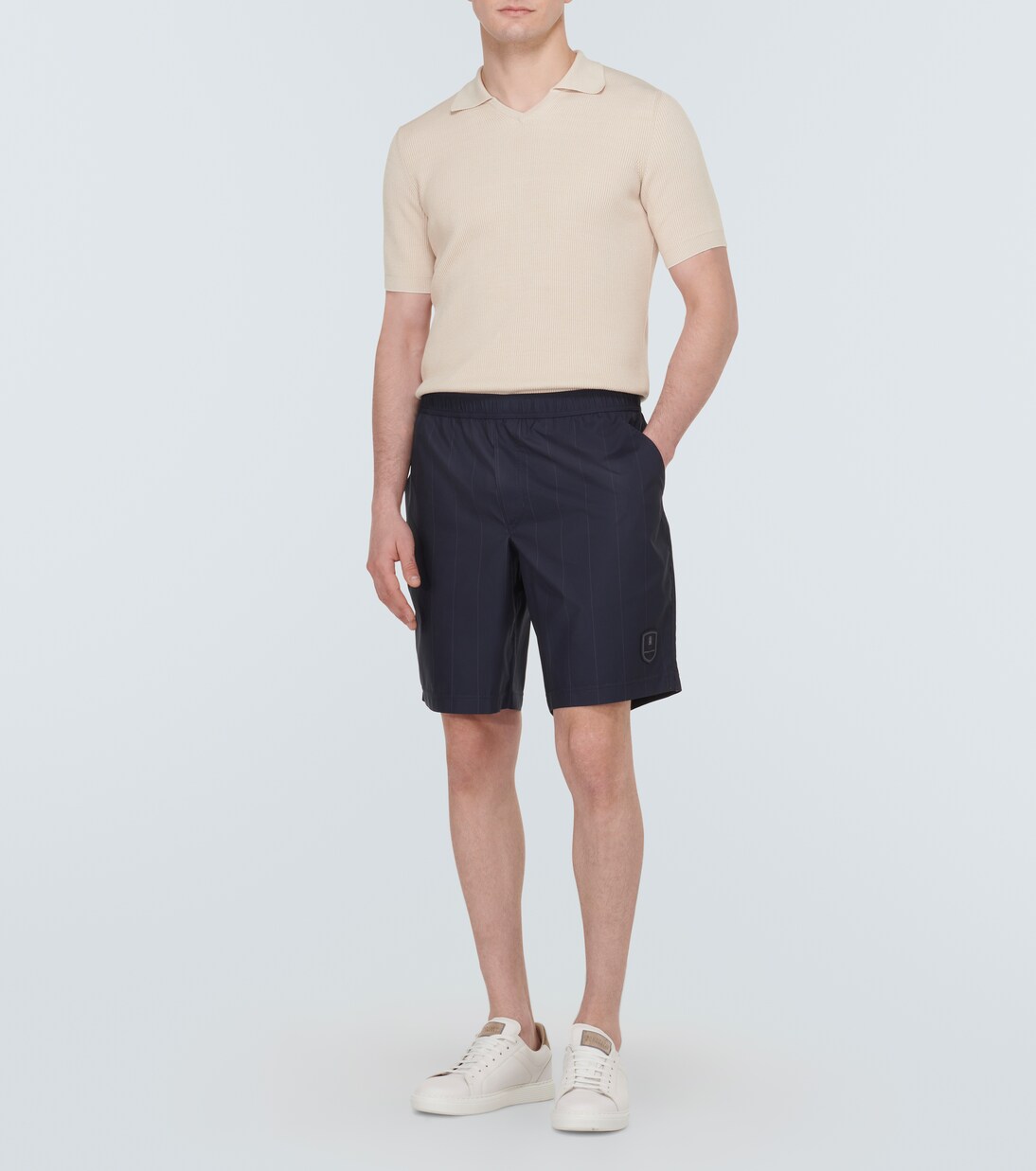 Brunello Cucinelli Blue Linen Bermuda Shorts main image 0