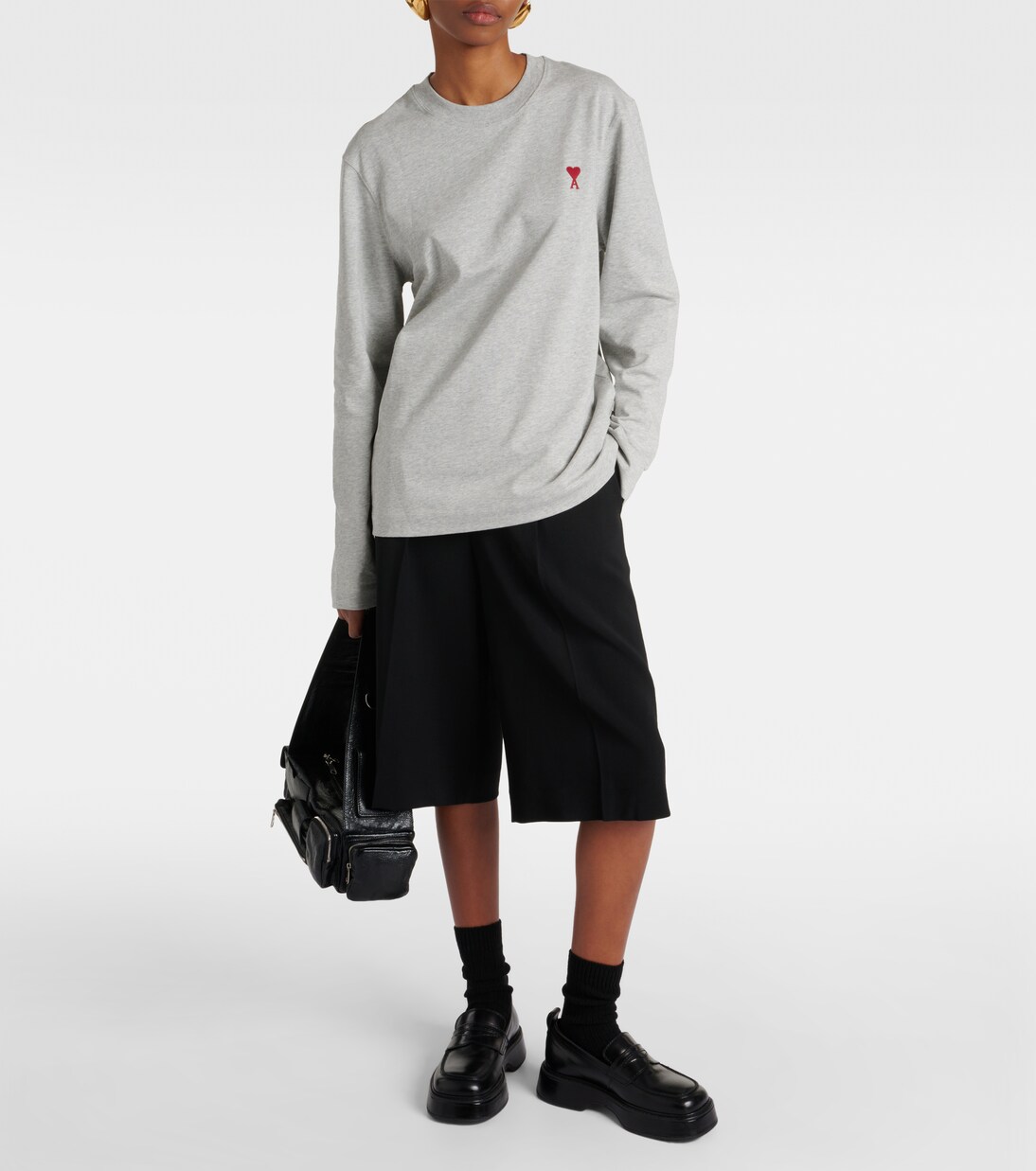 Ami de Cœur cotton jersey T-shirt in grey - Ami Paris | Mytheresa