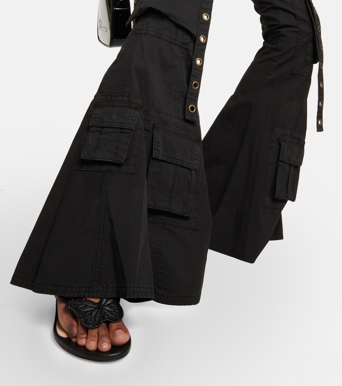 Embellished low-rise flared jeans in black - Blumarine | Mytheresa 