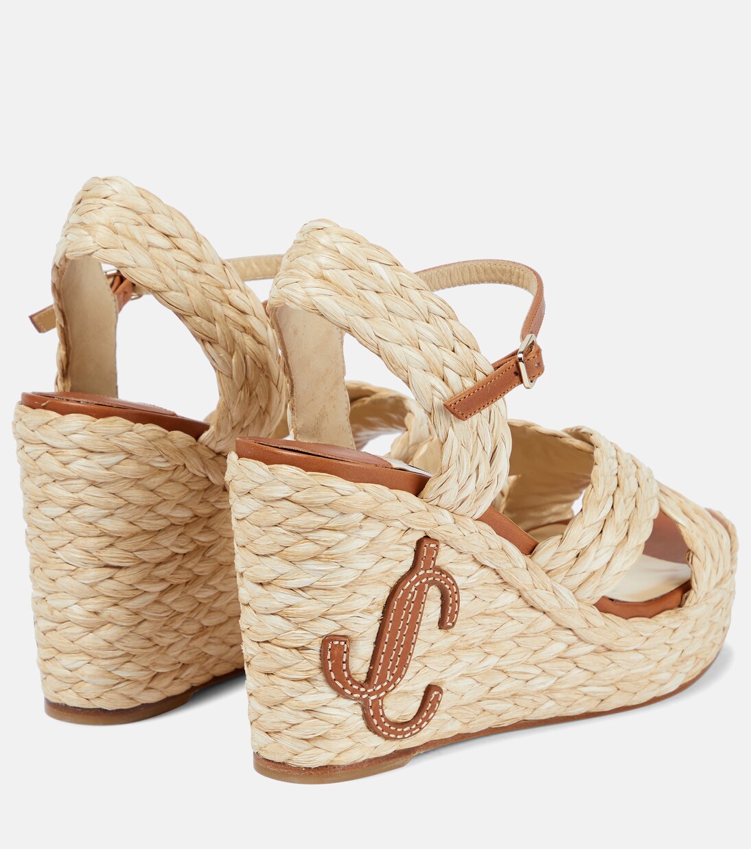 Dellena 100 raffia wedge sandals in beige - Jimmy Choo | Mytheresa