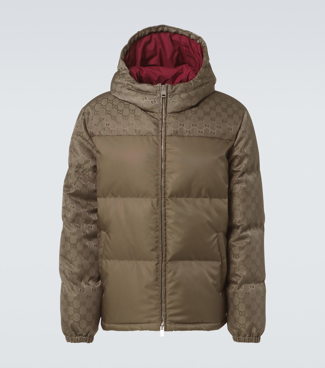 GG canvas down jacket in green Gucci Mytheresa