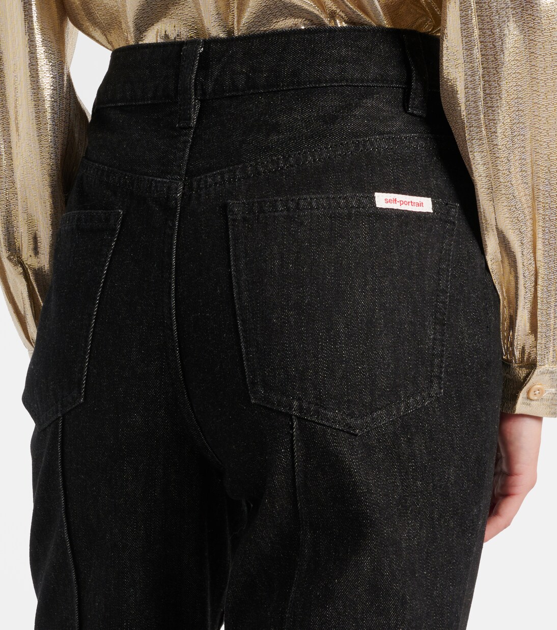 Black Mid Rise Distressed Flared Jeans main image 1