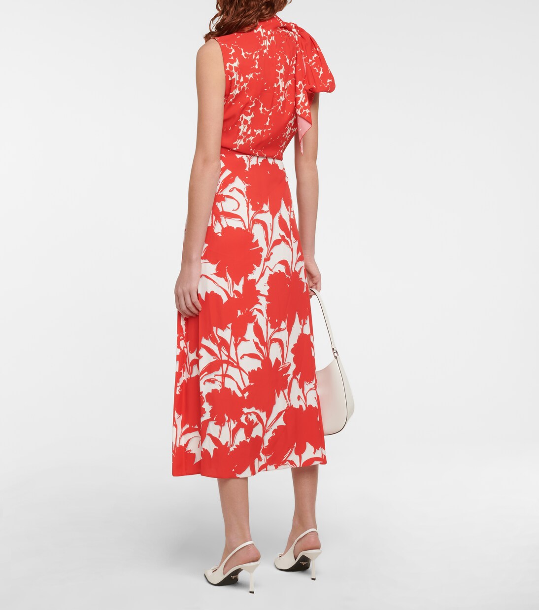 Floral-printed twill midi dress | Prada