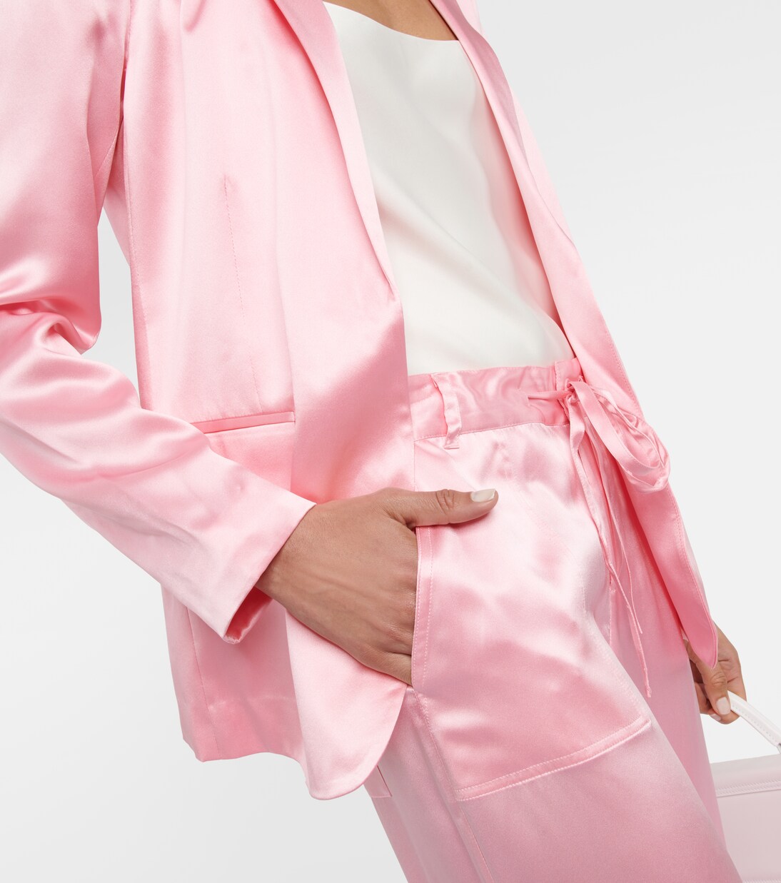 Long silk blazer hotsell