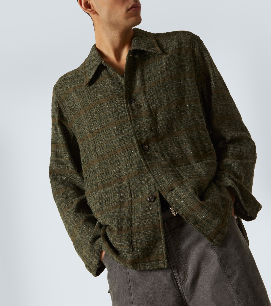 16531 Green One Button Check Jacket main image 0
