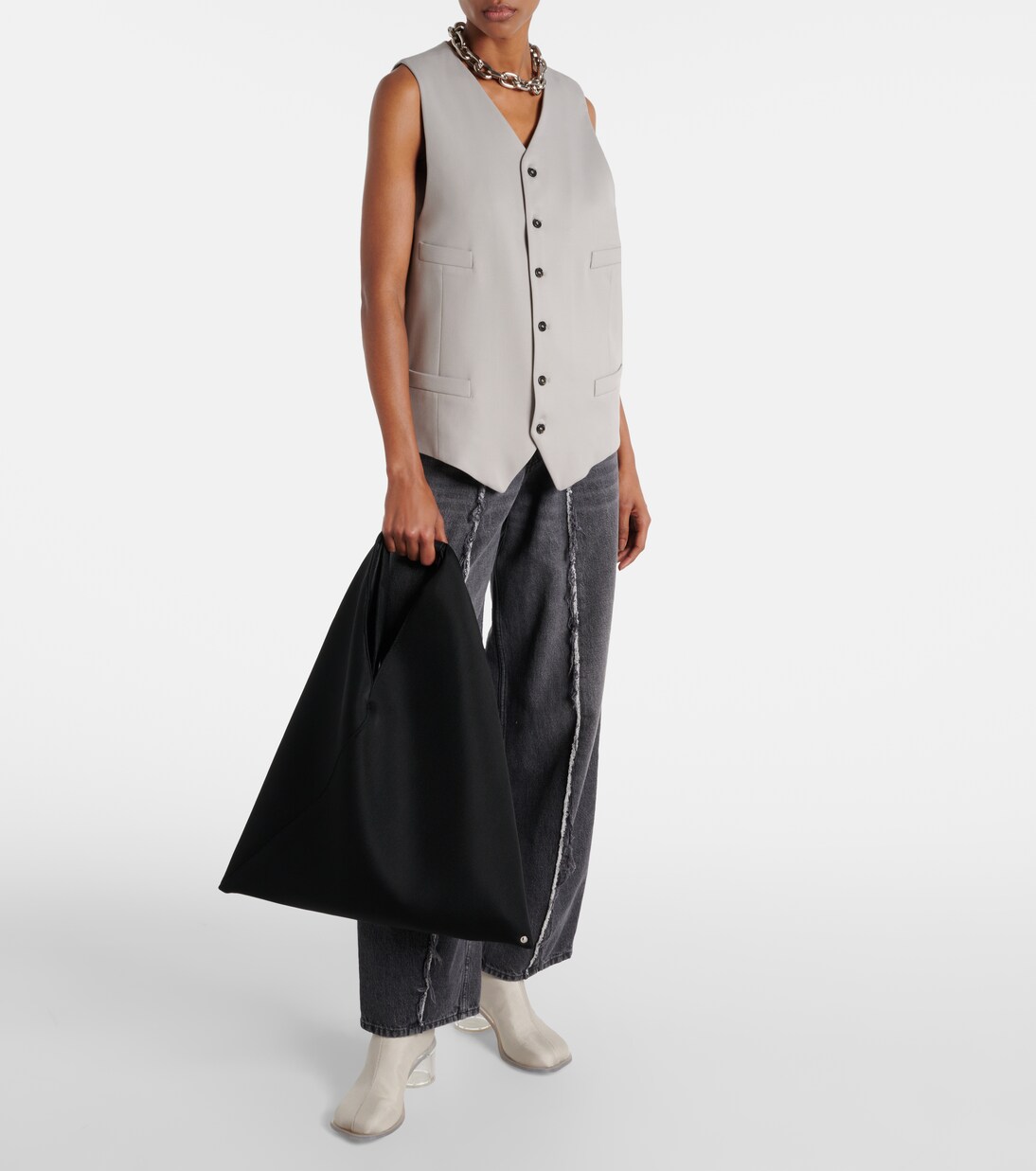 Tote Japanese Medium aus Mesh in Schwarz - MM 6 Maison Margiela 