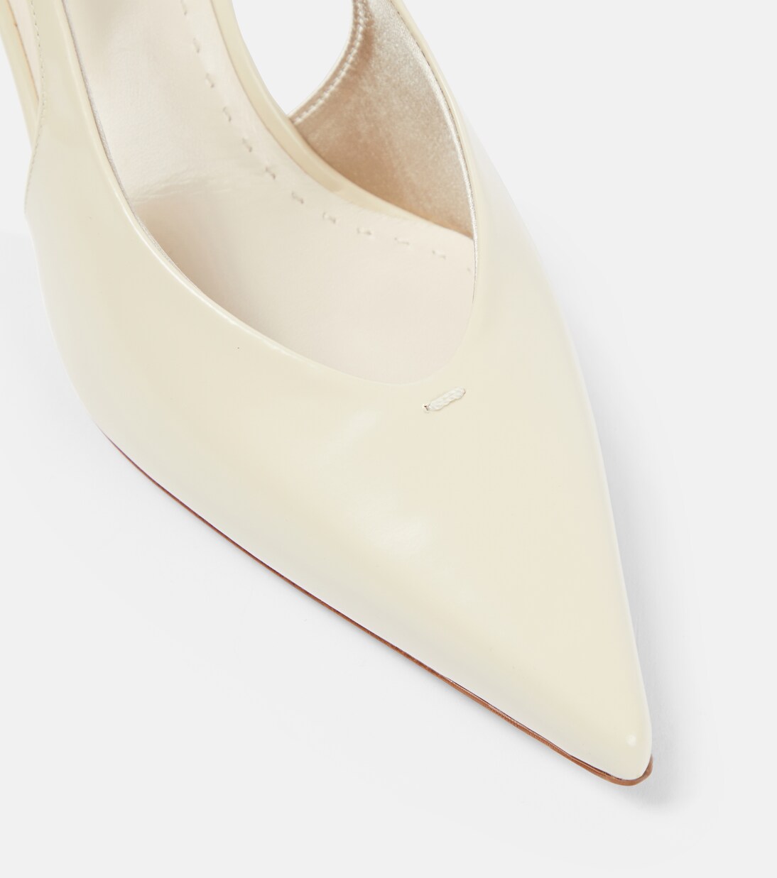 Slingback-Pumps aus Leder in Beige - Max Mara | Mytheresa