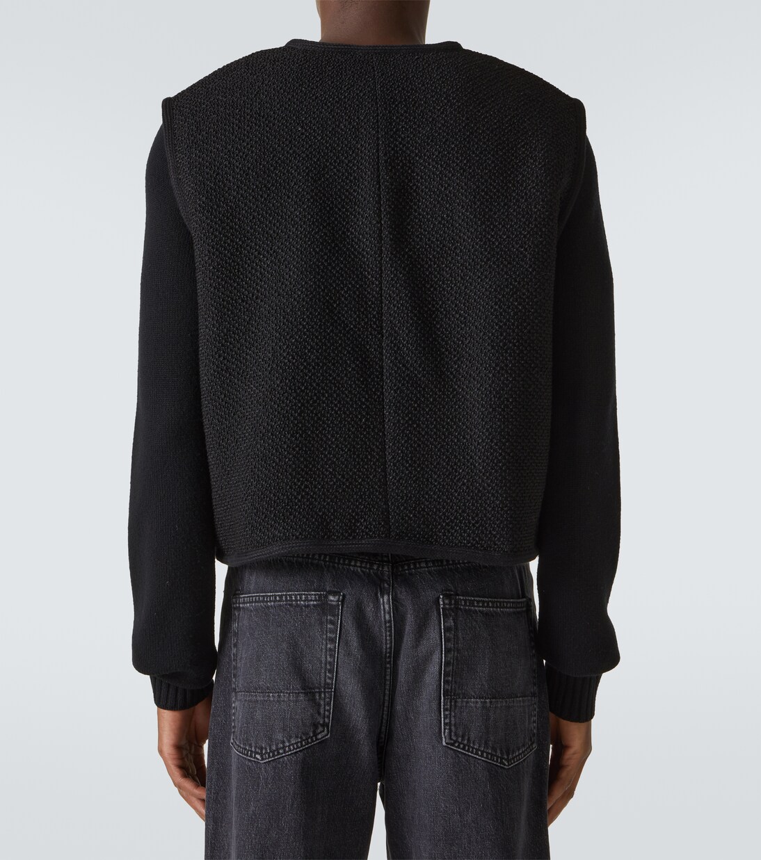 Mens Black Genuine Shearling Lined Vest
