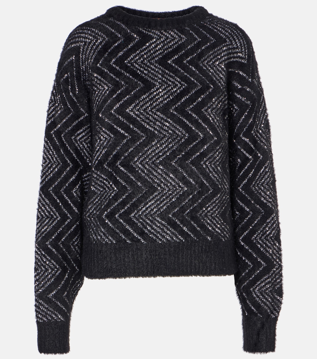 Wool Blend Multicolor Zig Zag Striped Sweater