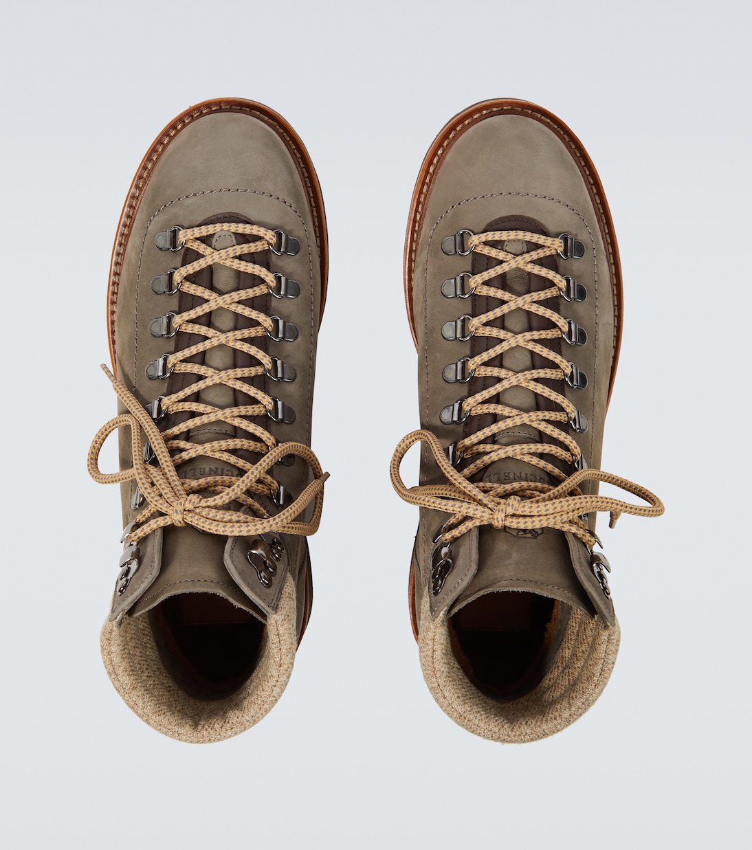 Nubuck leather hiking boots in grey Brunello Cucinelli Mytheresa
