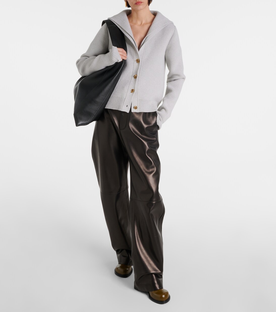 Bottega Veneta Men's Wool and Cotton Cardigan Darkmoss