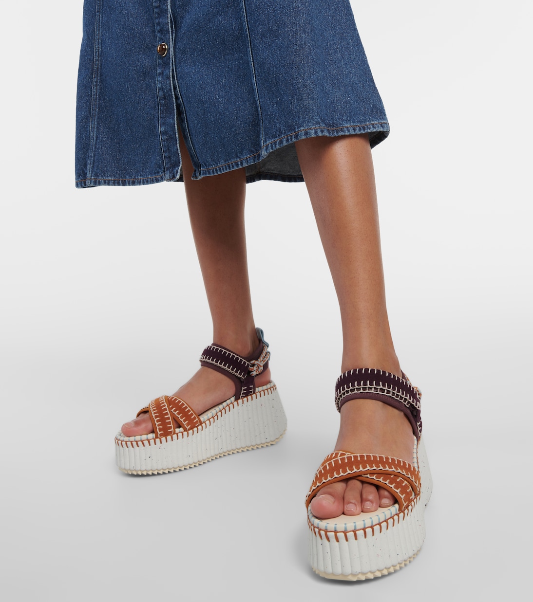 Nama leather platform sandals in brown Chloe Mytheresa