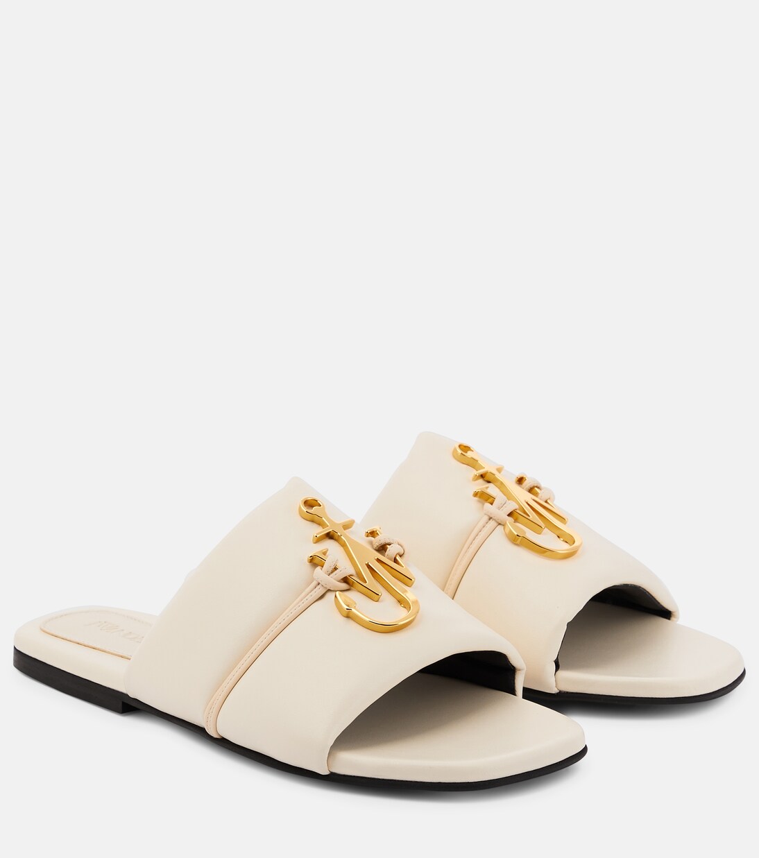 Pantoletten Anchor aus Leder in Beige - JW Anderson | Mytheresa 