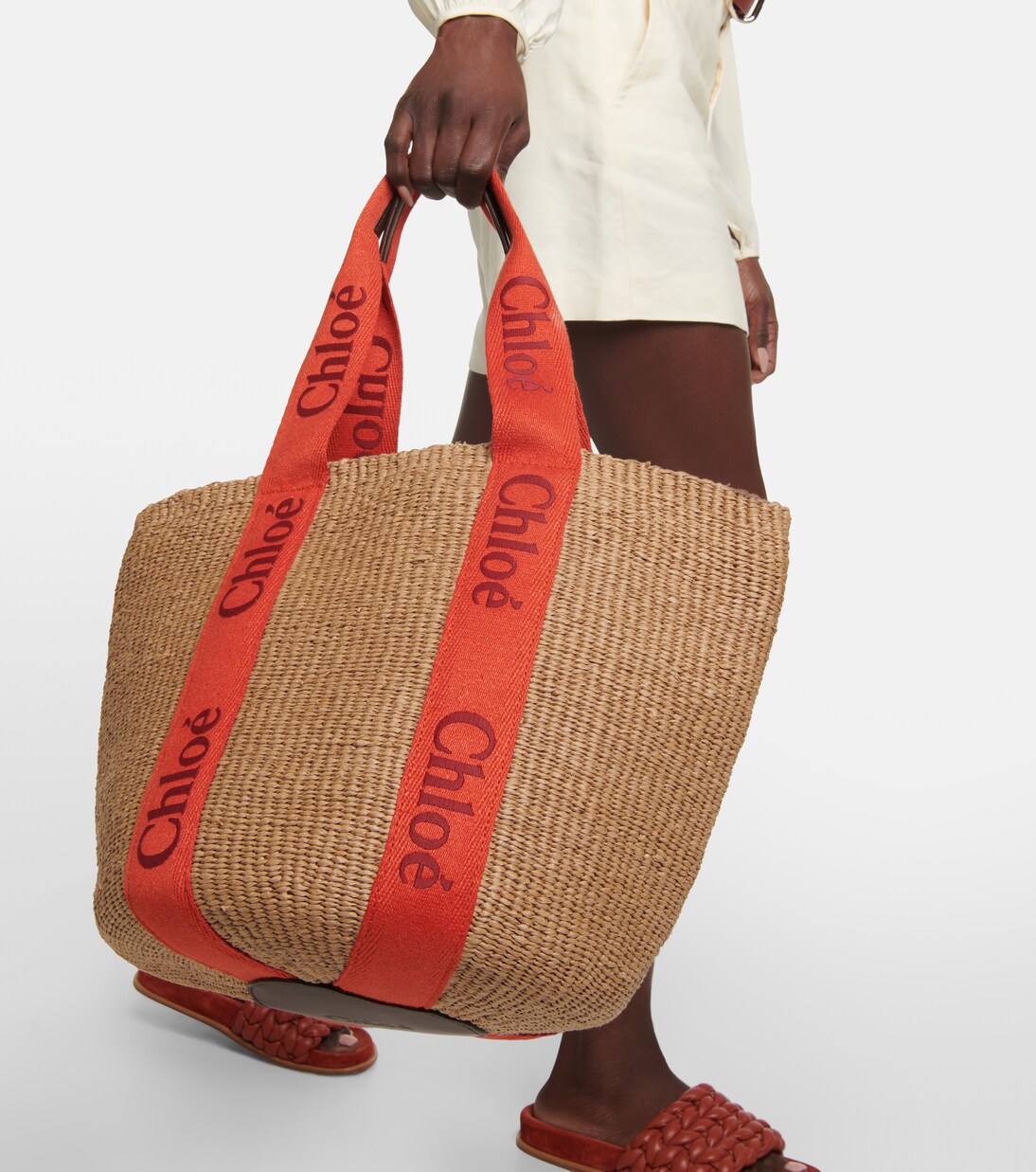 x Mifuko Woody Large raffia basket bag | Chloé