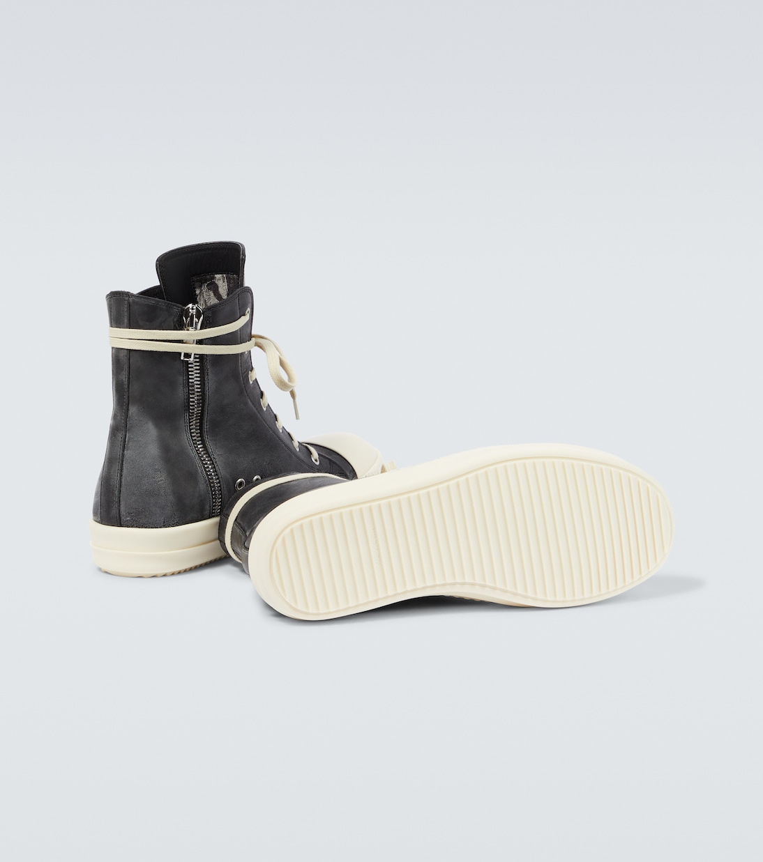 High-top leather sneakers in black - Rick Owens | Mytheresa