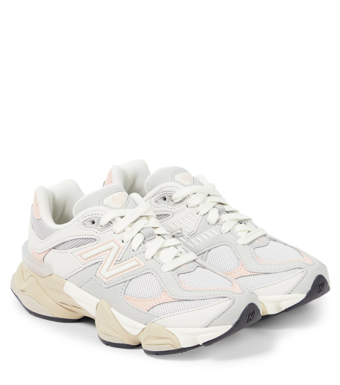 9060 suede-trimmed mesh sneakers in grey - New Balance Kids 