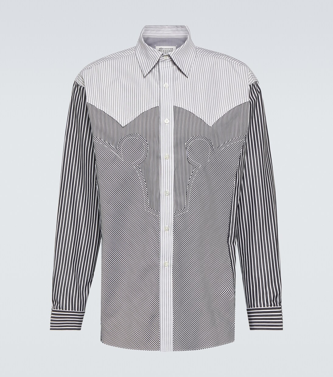 Striped cotton-blend shirt in black - Maison Margiela | Mytheresa