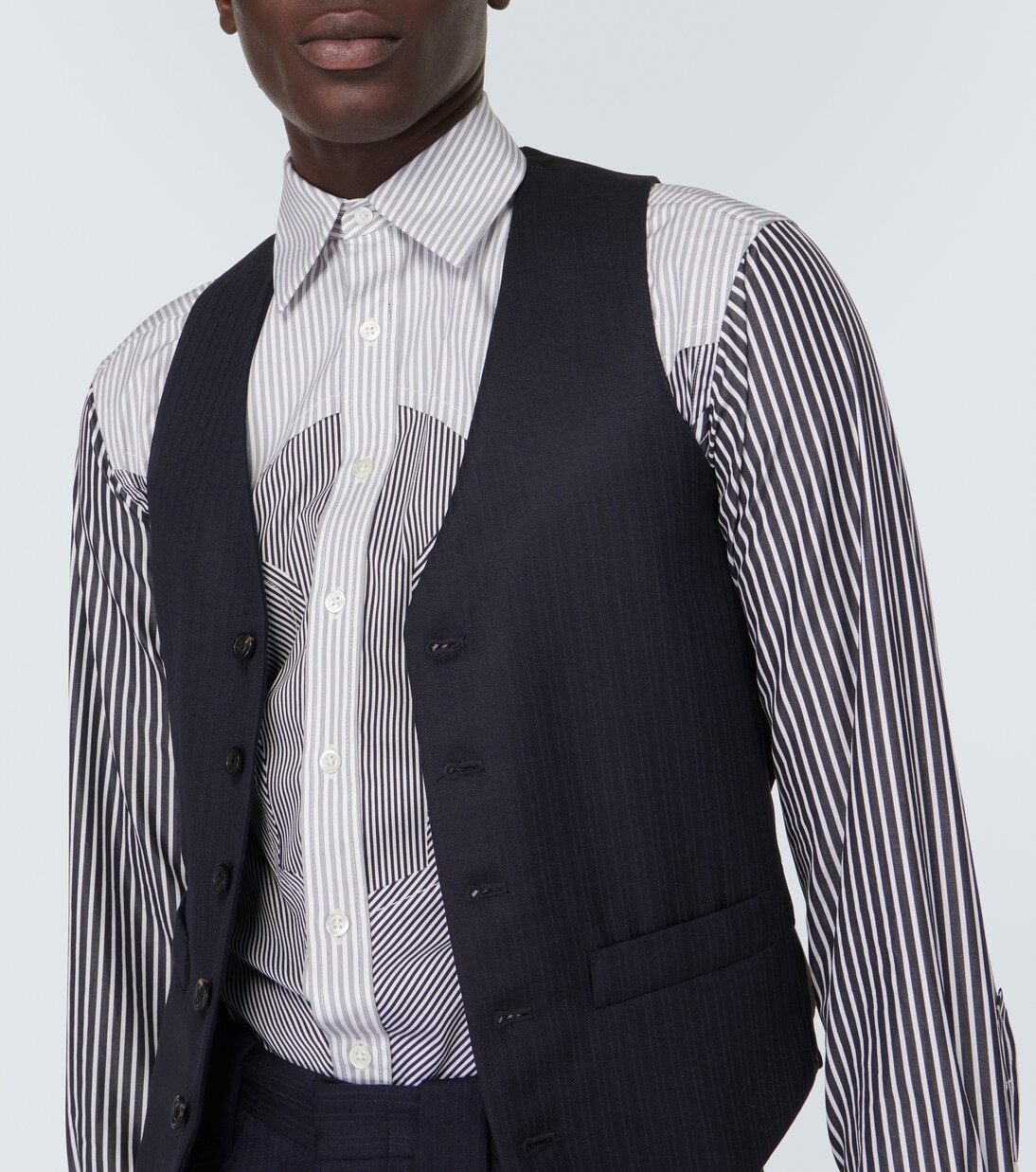 Striped cotton-blend shirt in black - Maison Margiela | Mytheresa