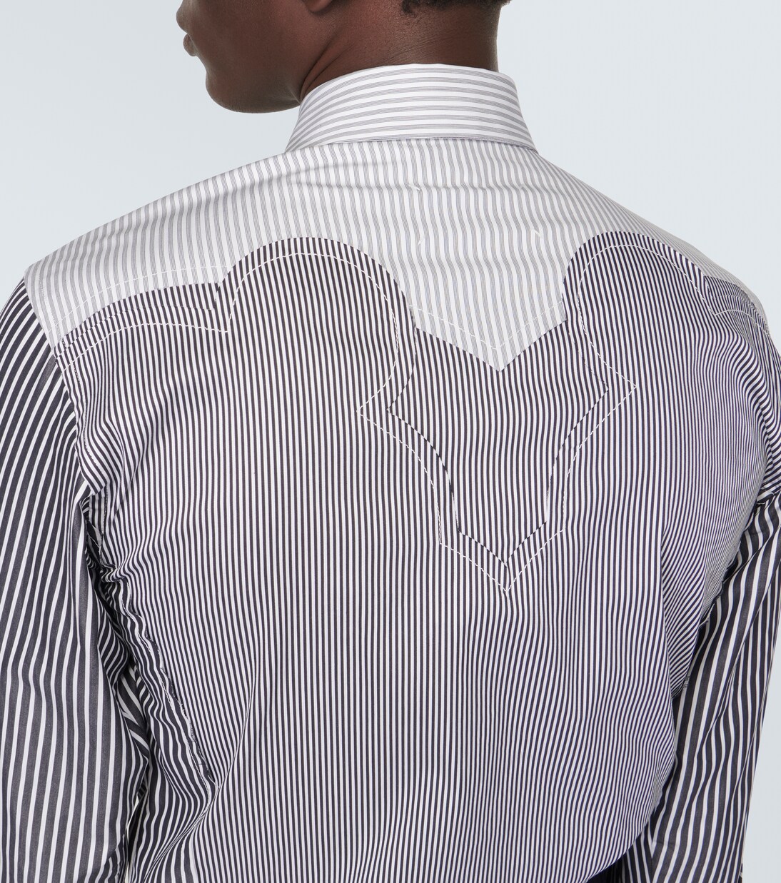 Striped cotton-blend shirt in black - Maison Margiela | Mytheresa
