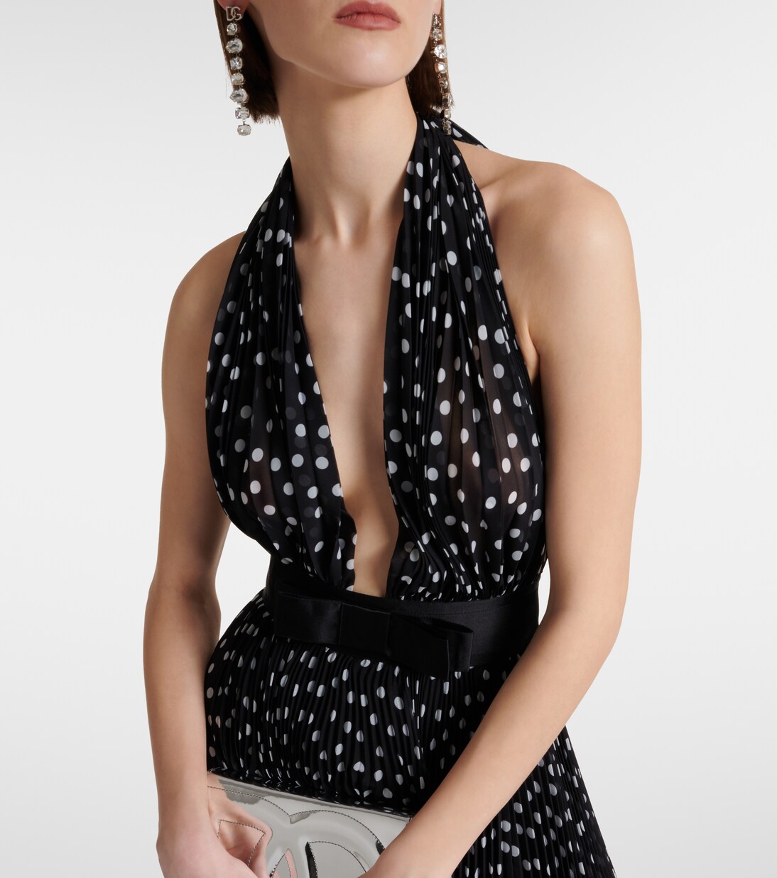 Dolce & Gabbana Beige Fruit PolkaDot Sheath Silk Midi Dress main image 0