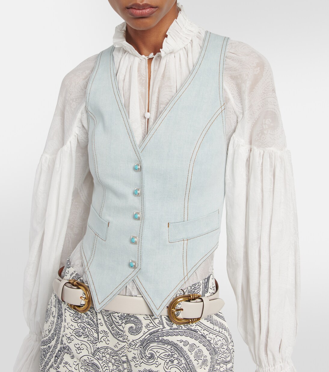 Weste aus Denim in Weiß - Etro | Mytheresa