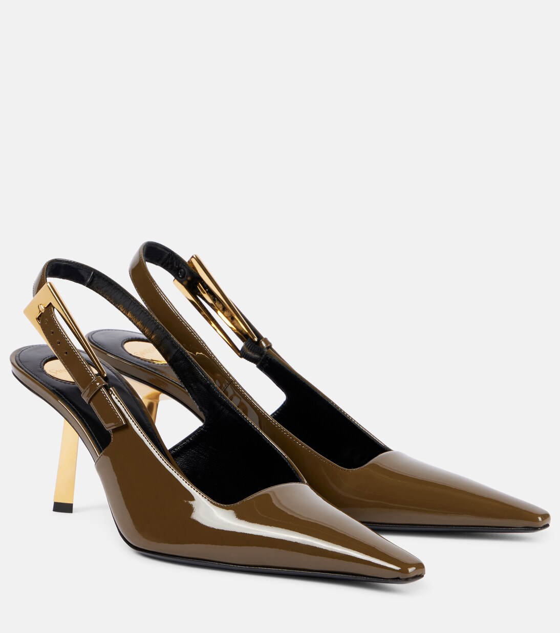 L'ENTRACTE SLINGBACK PUMPS IN BRONZE BROWN SATIN