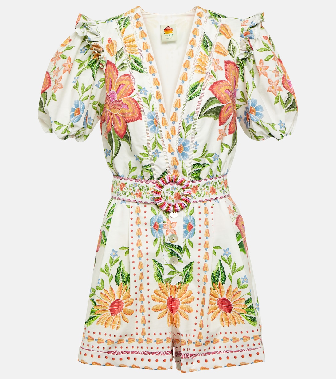 Playsuit Bloom Garden aus Baumwolle in Multicolor - Farm Rio 