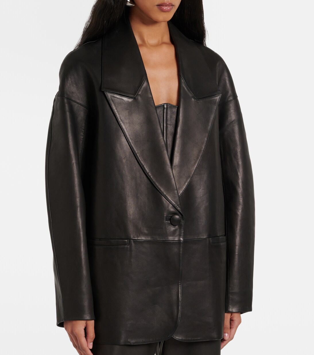 Slouchy leather blazer in black The Sei Mytheresa
