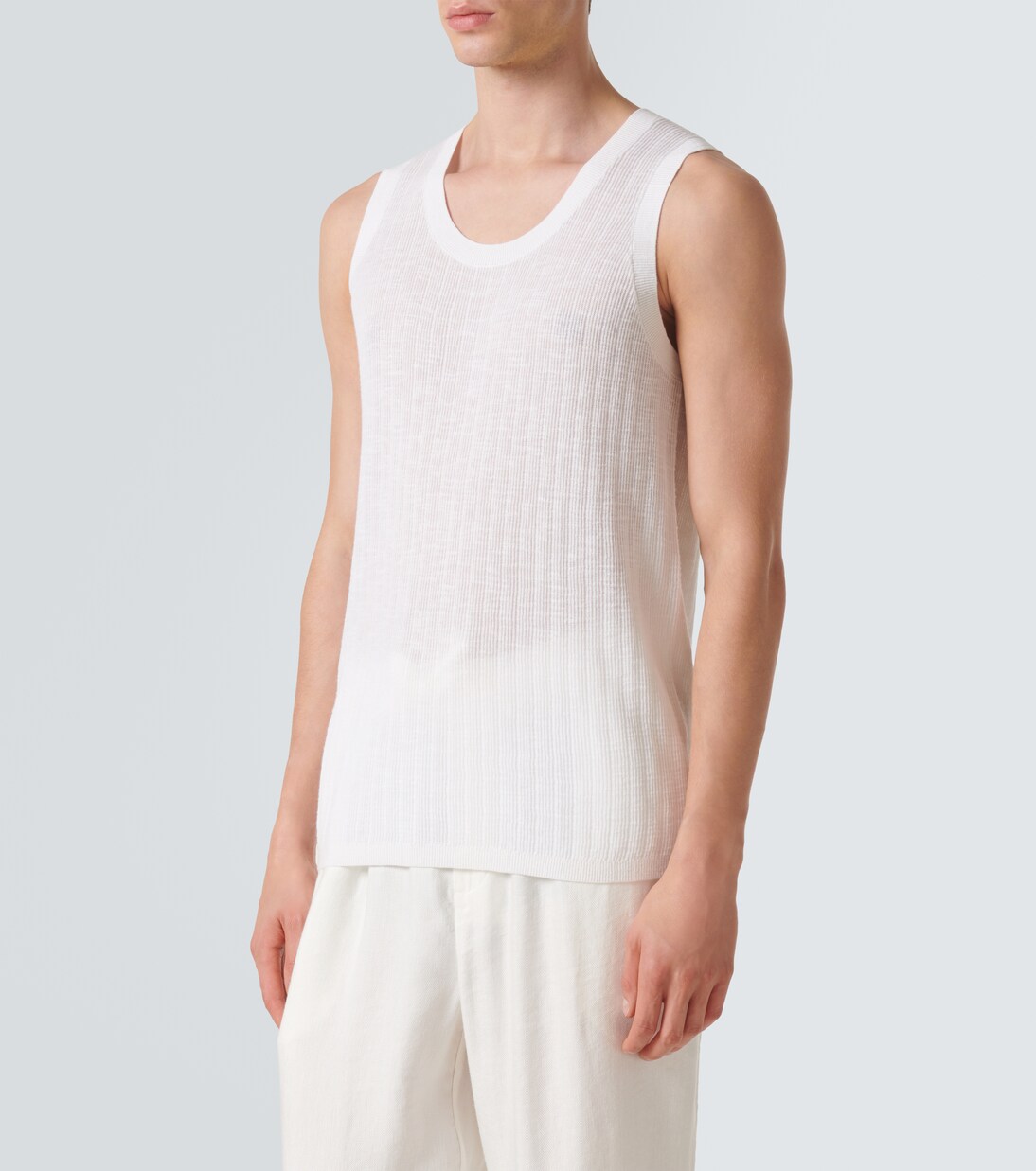 Prado cotton and linenblend tank top in white Frescobol Carioca Mytheresa
