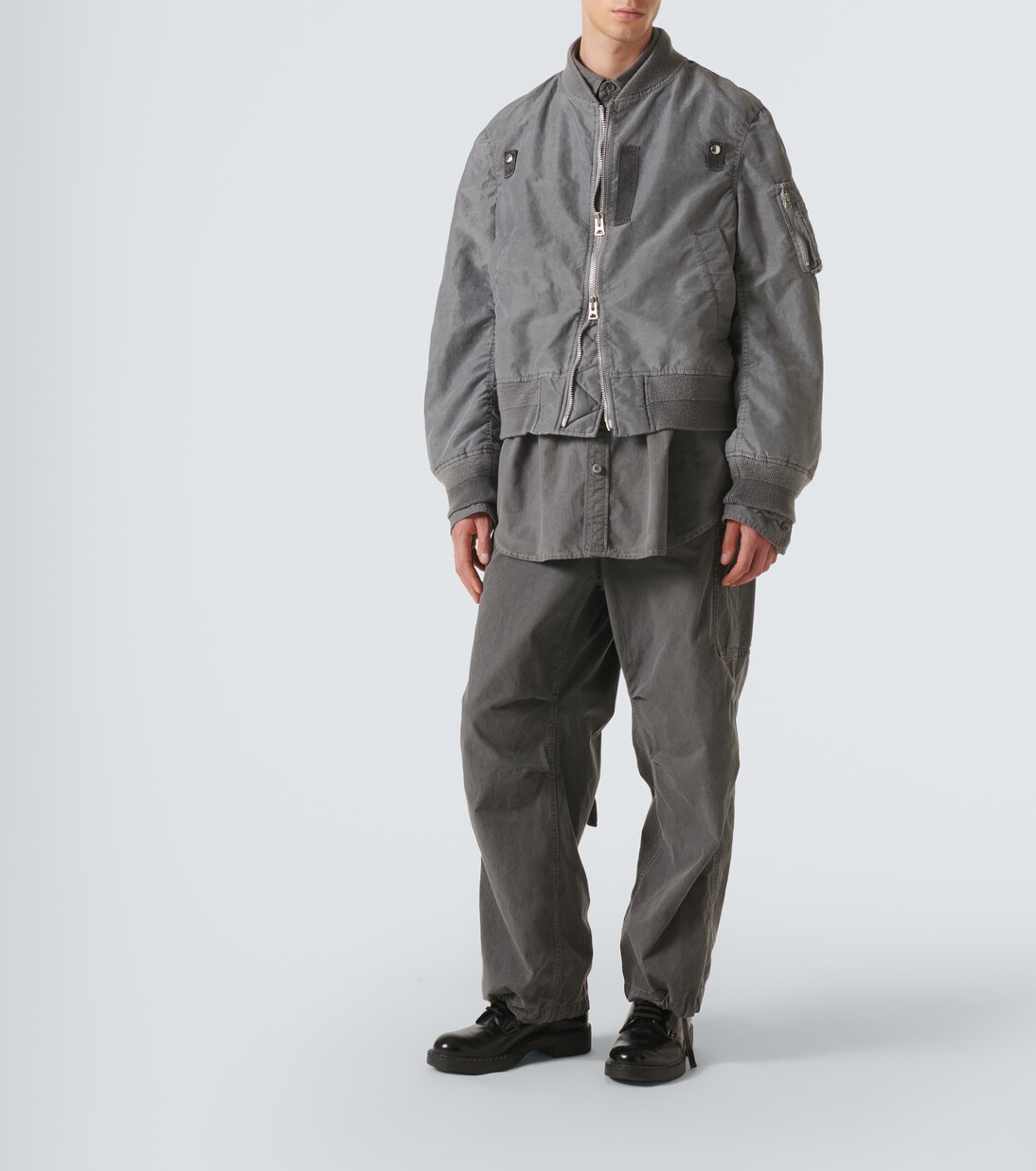 Ripstop-trimmed twill bomber jacket in black - Sacai | Mytheresa