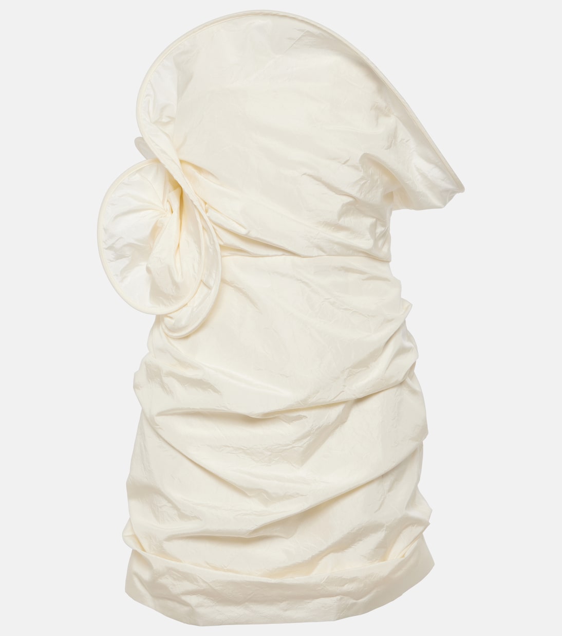 Ruched silk taffeta minidress in neutrals - Magda Butrym | Mytheresa 
