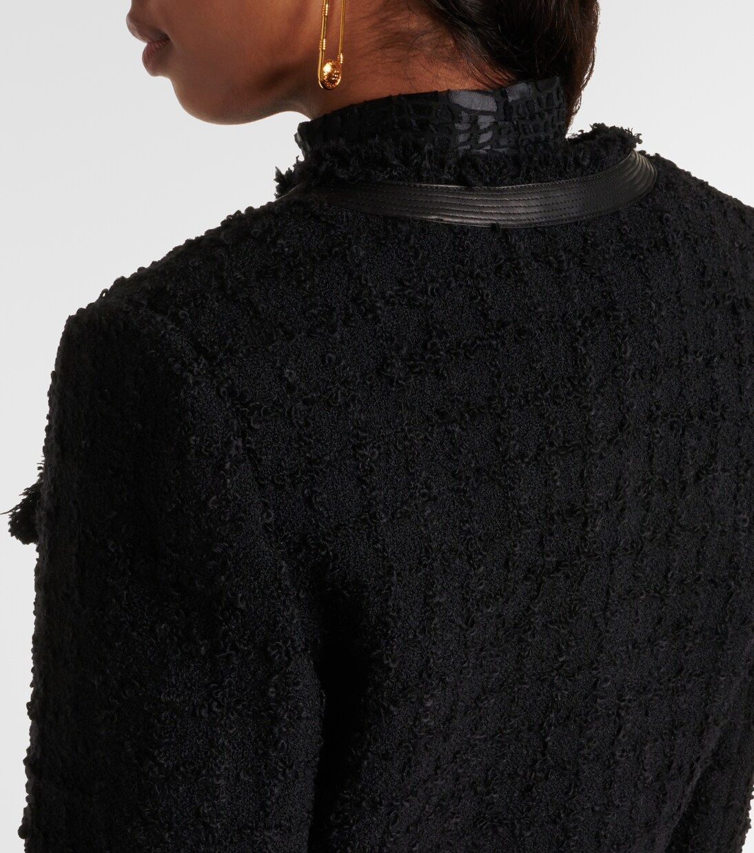Cropped bouclé jacket in black - Versace | Mytheresa 