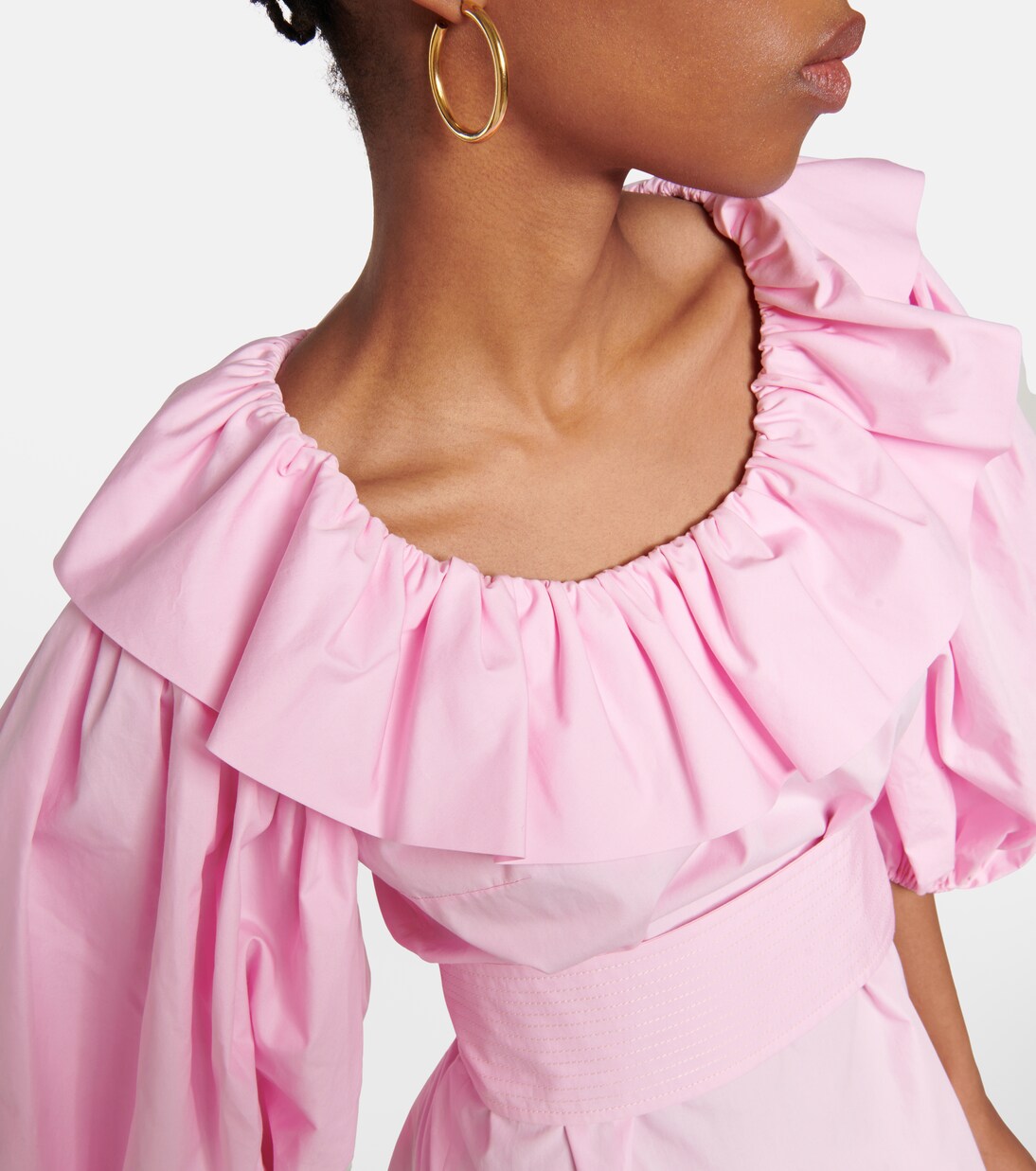 Lt. Pink Print Mini Dress With Puff Sleeves main image 0