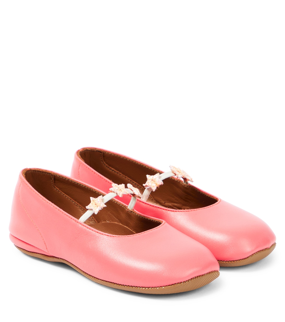 appliqué leather ballet flats in pink Pe Pe Mytheresa