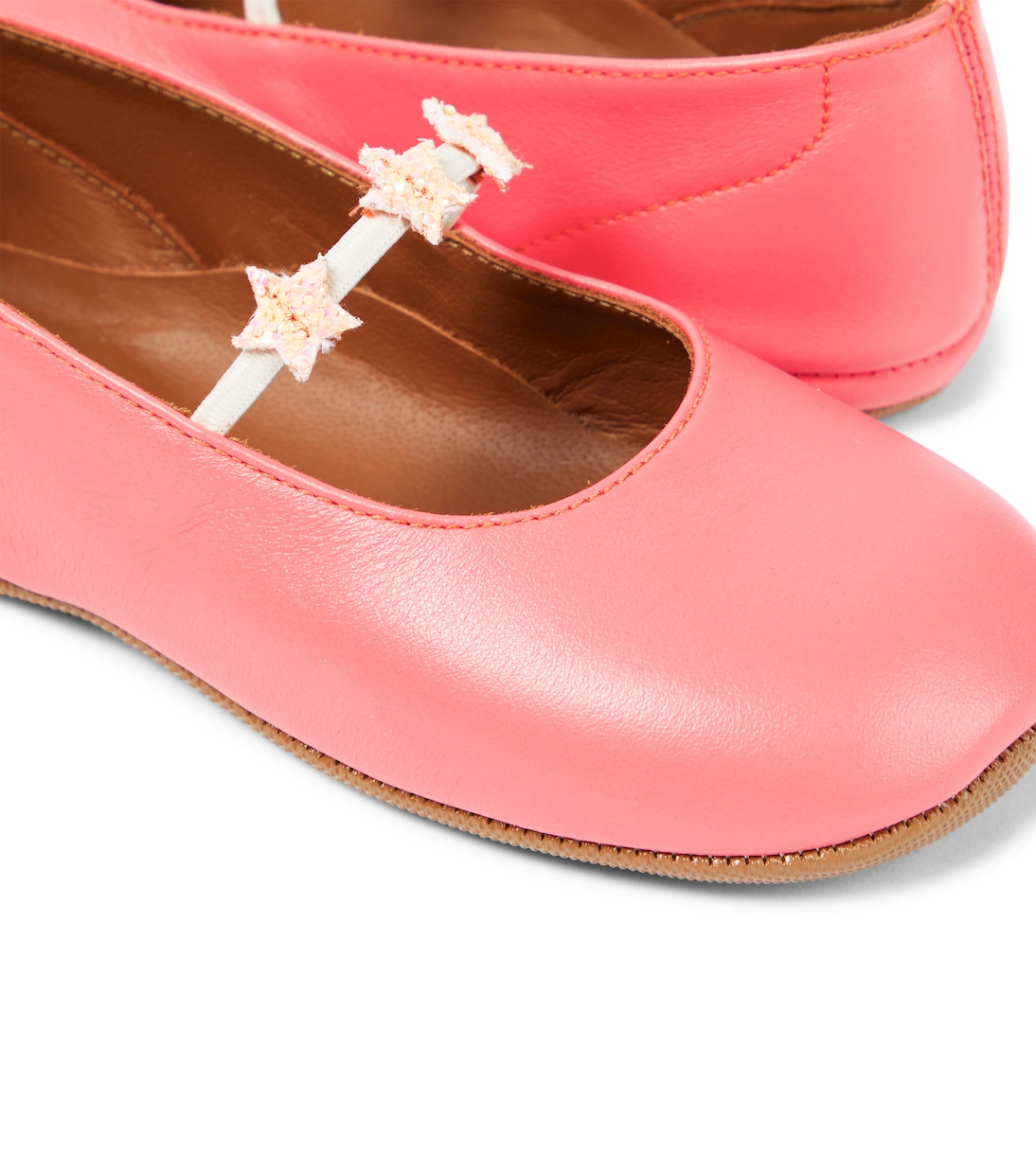 appliqué leather ballet flats in pink Pe Pe Mytheresa