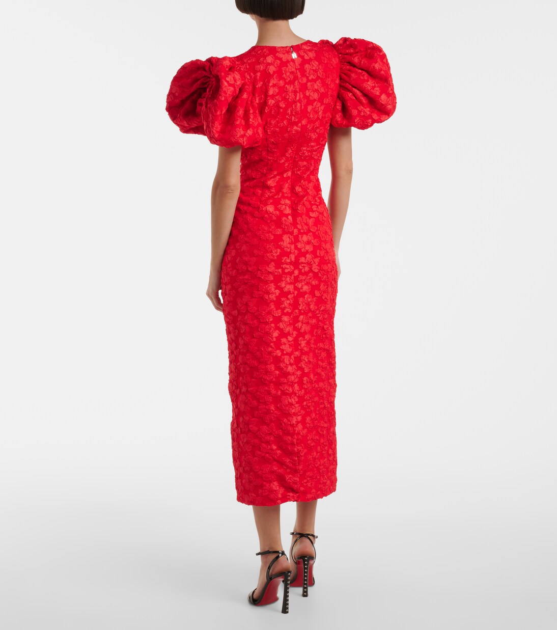 Jacquard midi dress in red - Rotate | Mytheresa