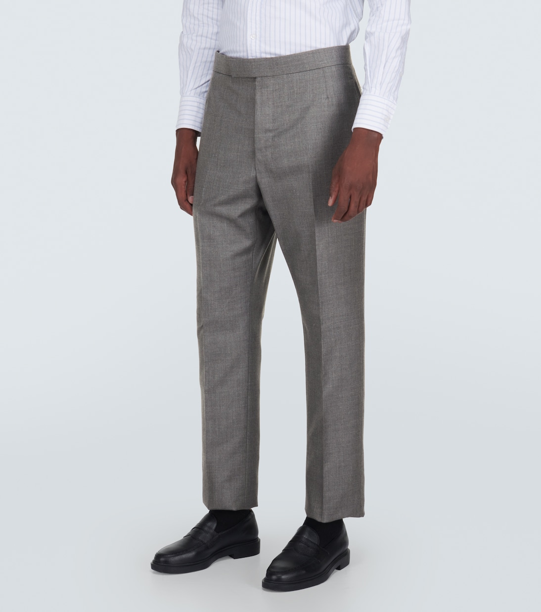 Ames Slim Fit Wool Check Pants Brown