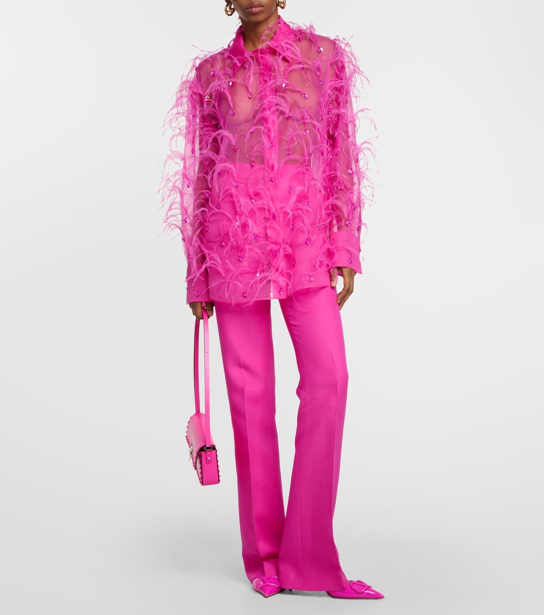 Embroidered silk organza blouse in pink - Valentino | Mytheresa 