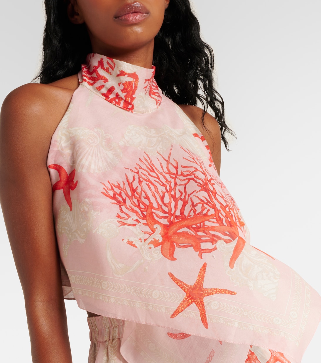 Top Barocco Sea aus Baumwolle und Seide in Pink - Versace | Mytheresa