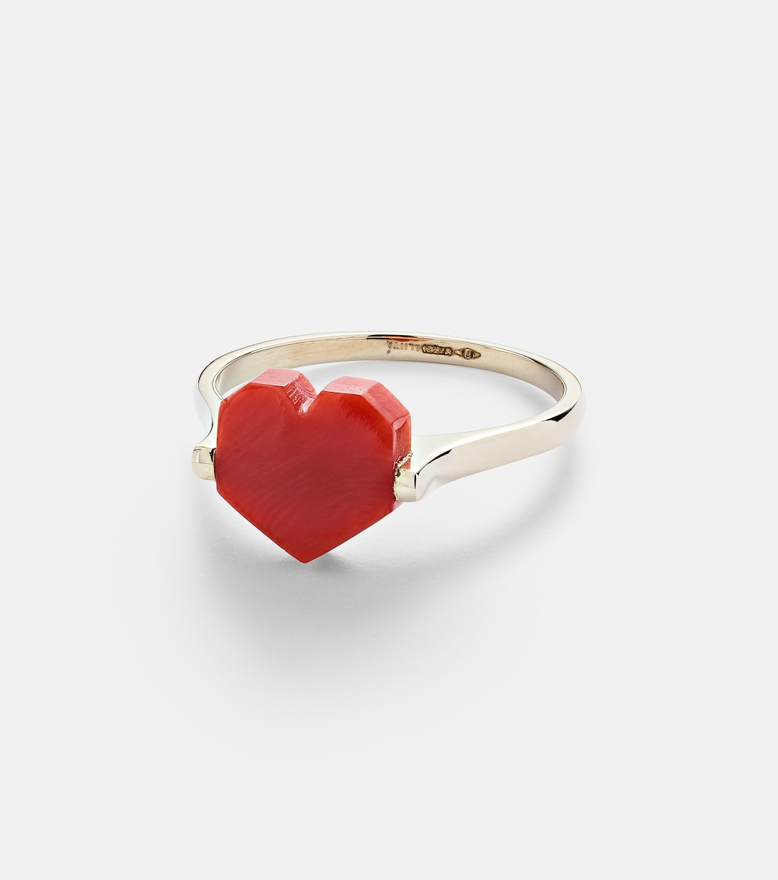 Ring Corazón Mini aus 9kt Gelbgold mit Koralle in Gold - Aliita  