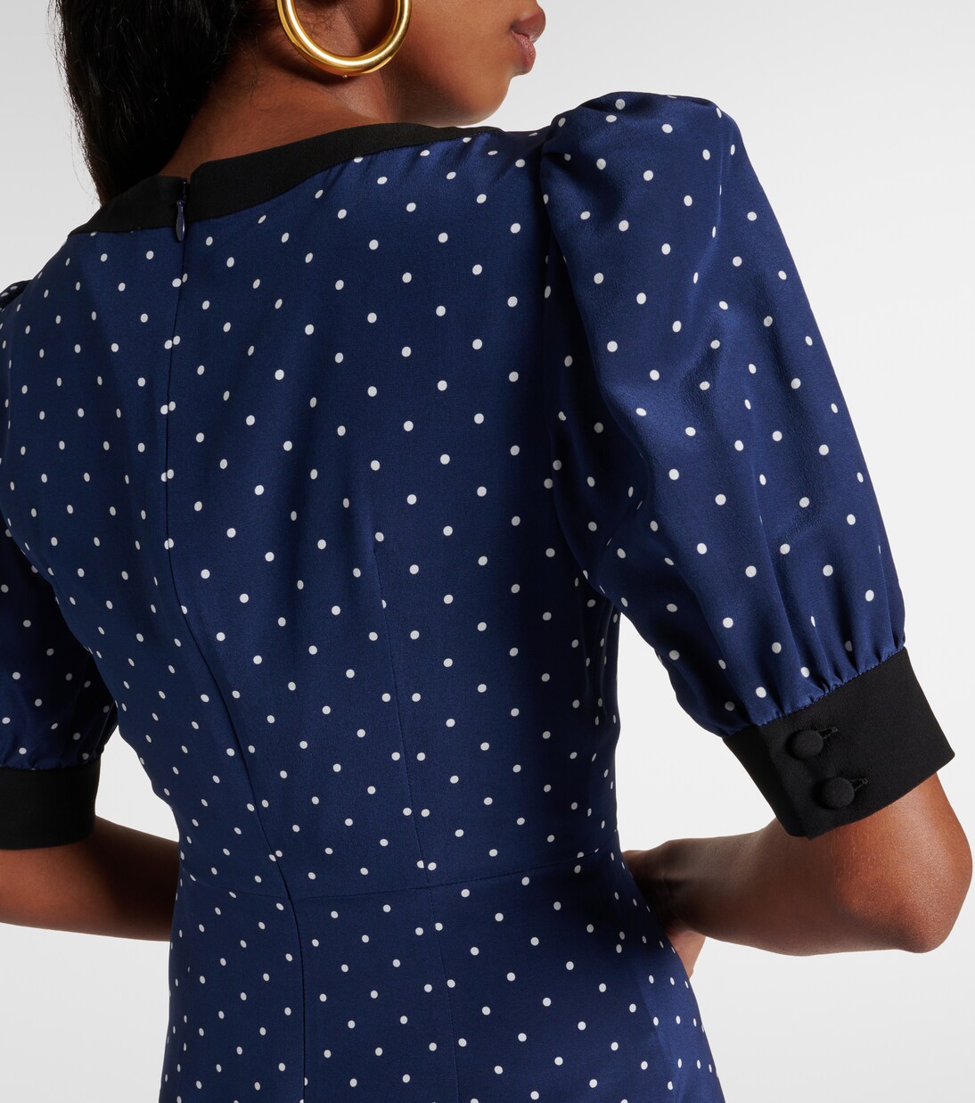 Bow-detail polka-dot silk minidress in blue - Alessandra Rich  