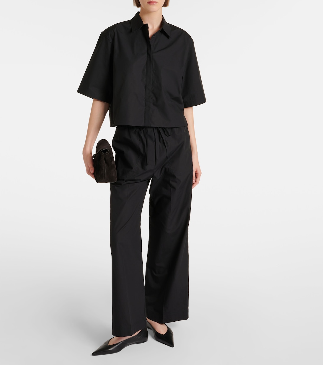 Cropped-Hemd aus Baumwolle in Schwarz - Toteme | Mytheresa