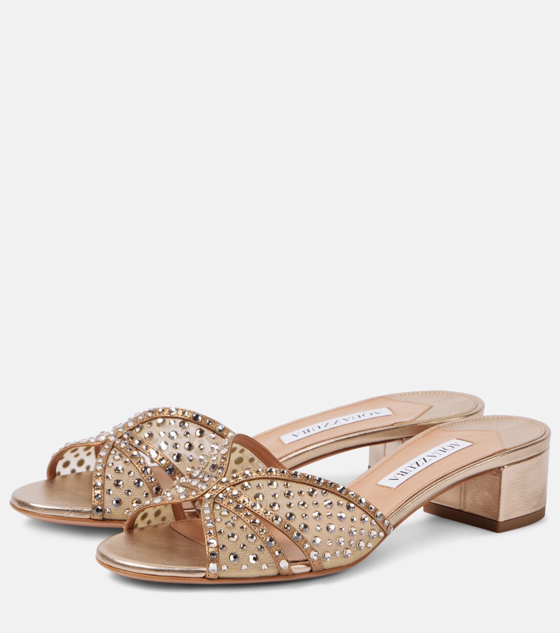 55 Crystal Mesh Mules