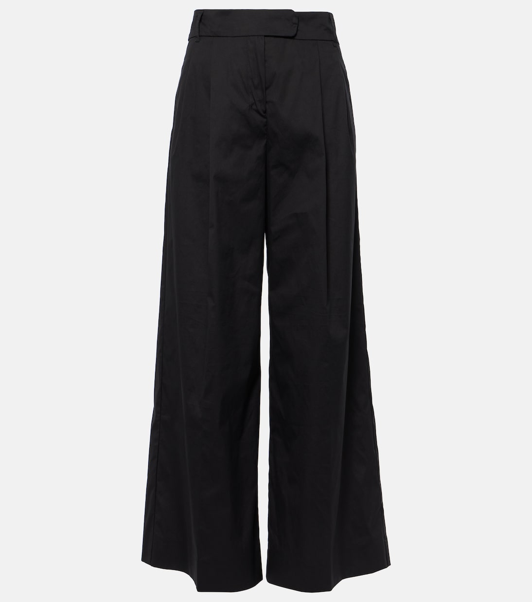 Cassia cotton-blend poplin wide-leg pants in black - S Max Mara 